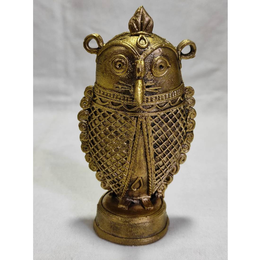 Decorative Brass Dokra Owl | Height 10.5 Cm. from Hearts and Crafts